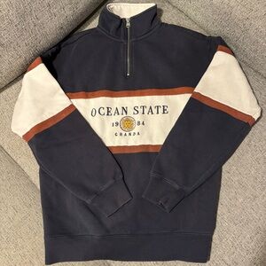 Ghanda 1984 Vintage Ocean State Navy 1/4 Zip Sweatshirt